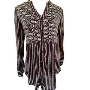 Anthropologie Maeve Calia Striped Rayon Button Down Blouse 0